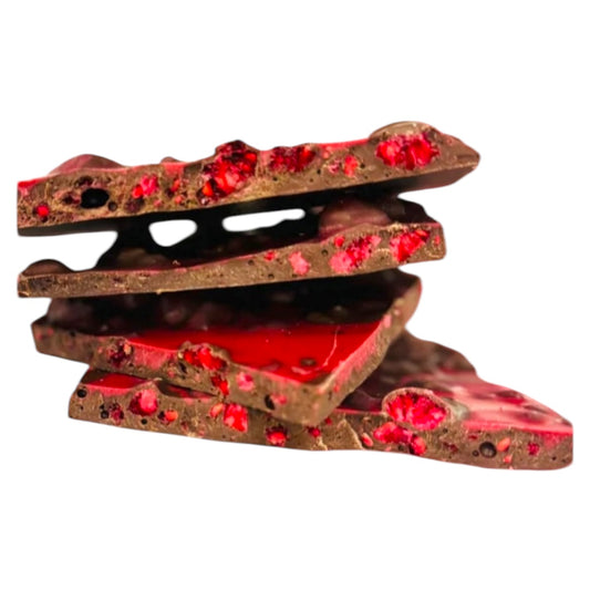 Organic House Raspberry Swirl Bark 70%
