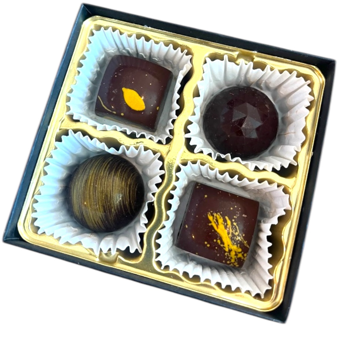 Rhyme and Reason Chocolate Box: salted caramel, vanilla bean ganache, dark chocolate ganache variety box