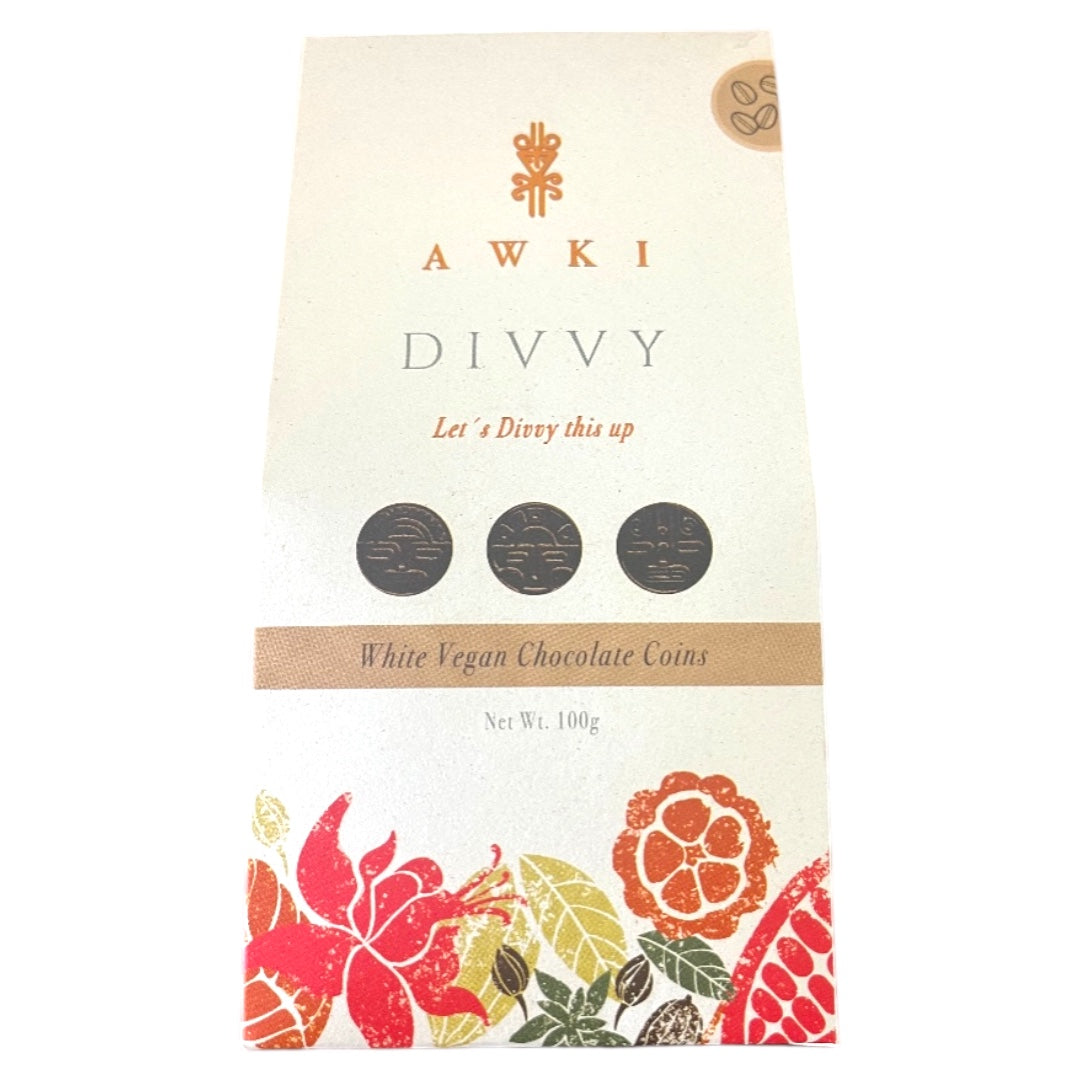 AWKI white vegan chocolate coins, Ecuador
