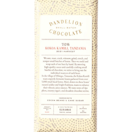 Dandelion Chocolate 70% Kokoa Kamili Tanzania