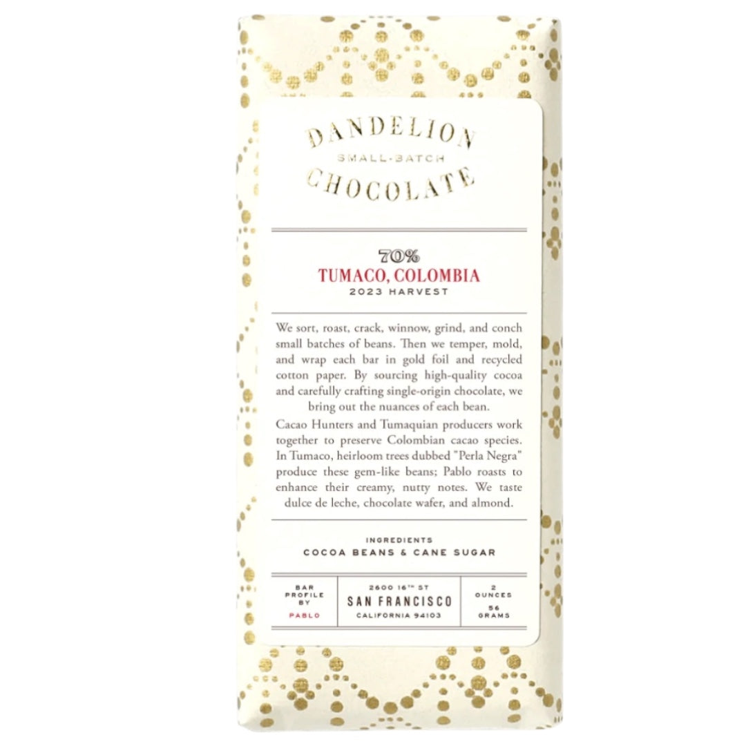 Dandelion Chocolate 70% Tumaco Dark Chocolate