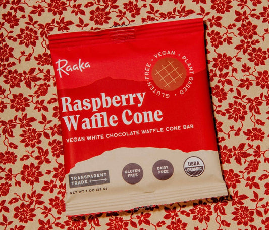 Raaka Raspberry Waffle Cone Vegan White Chocolate bar