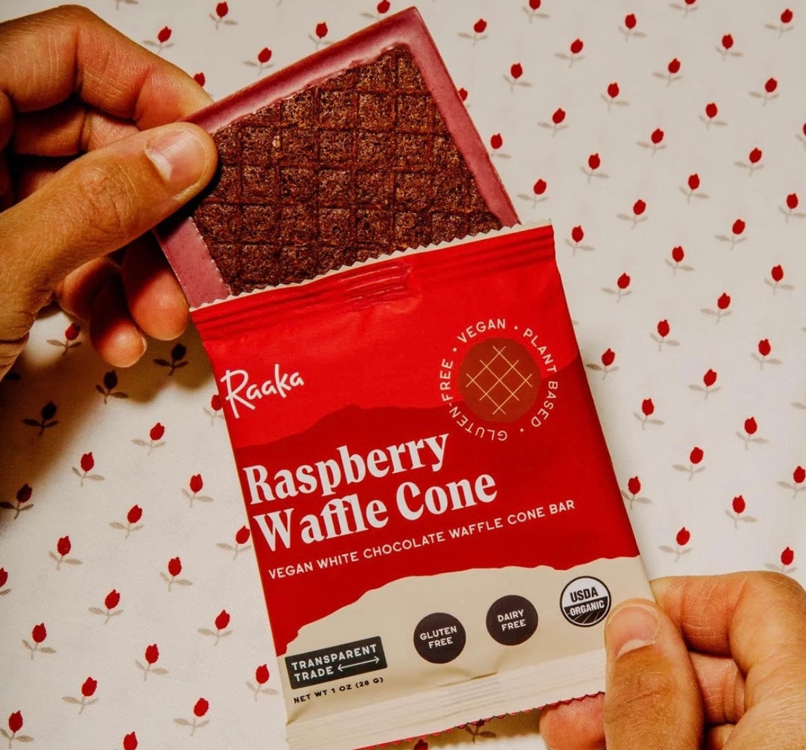 2024 NEW Raaka Raspberry Waffle Cone Vegan White Chocolate bar