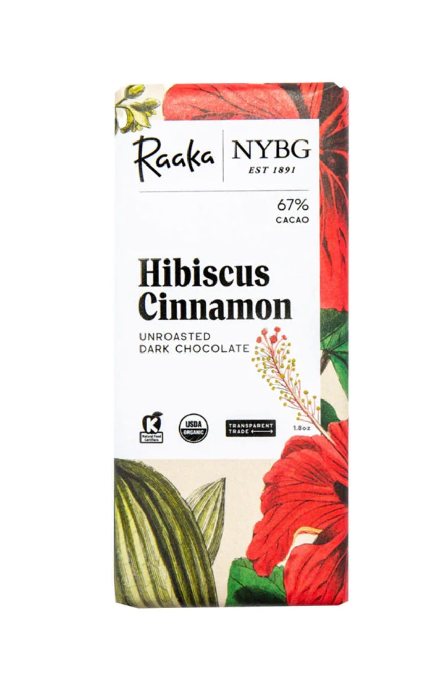 Raaka Hibiscus Cinnamon 67% dark chocolate bar