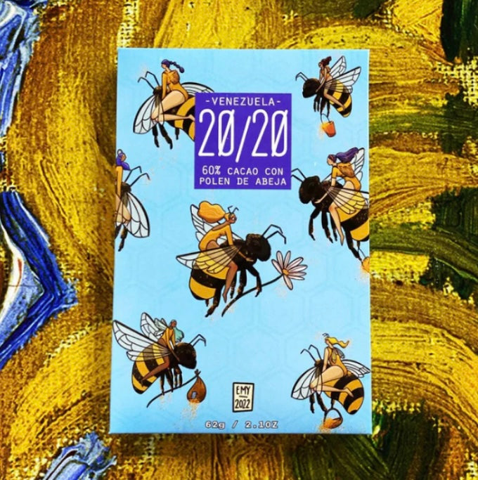 2024 EASTER & SPRING COLLECTION NEW 20/20 Chocolate 60% Yaracuy, Venezuela Bee Pollen chocolate bar