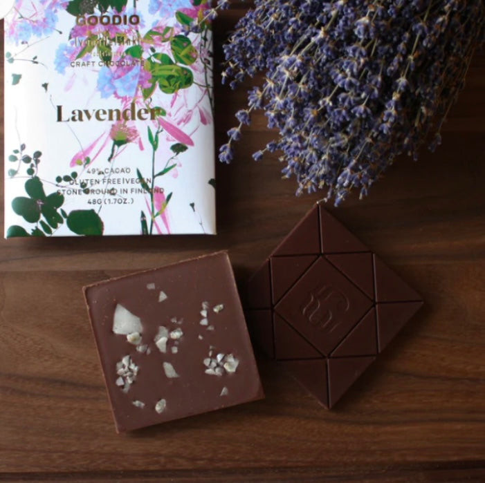 2024 EASTER & SPRING COLLECTION Goodio Craft Chocolate Lavender, Vegan, Gluten free, Refined Sugar Free