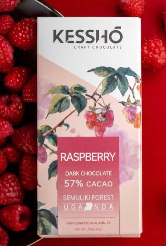 Kessho Craft Chocolate Raspberry 57% Dark, Uganda, Semuliki Forest