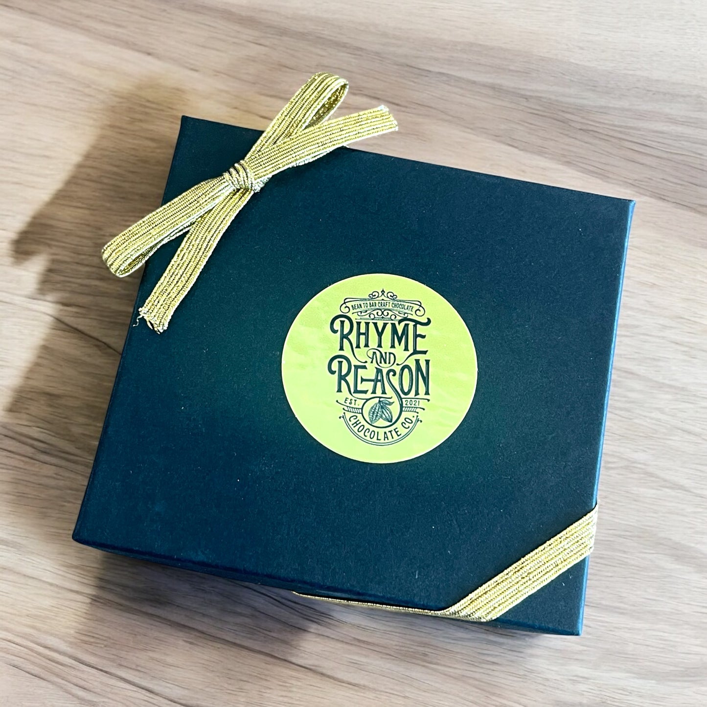 Rhyme and Reason Chocolate Box: salted caramel, vanilla bean ganache, dark chocolate ganache variety box