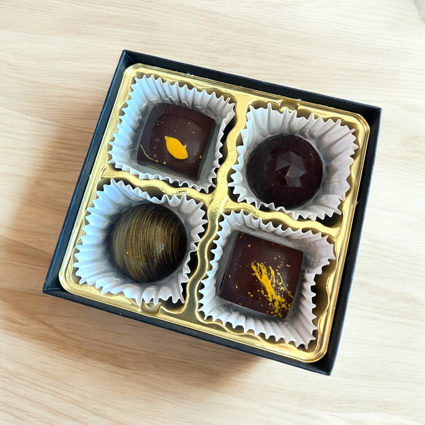 Rhyme and Reason Chocolate Box: salted caramel, vanilla bean ganache, dark chocolate ganache variety box