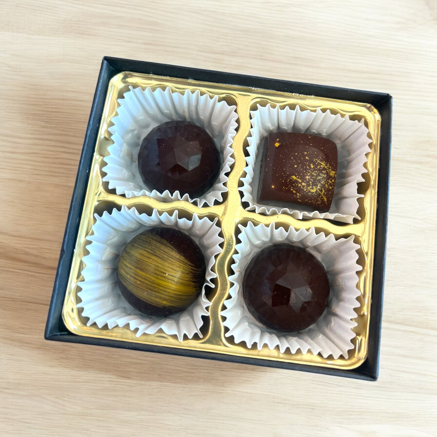 Rhyme and Reason Chocolate Box: salted caramel, vanilla bean ganache, dark chocolate ganache variety box