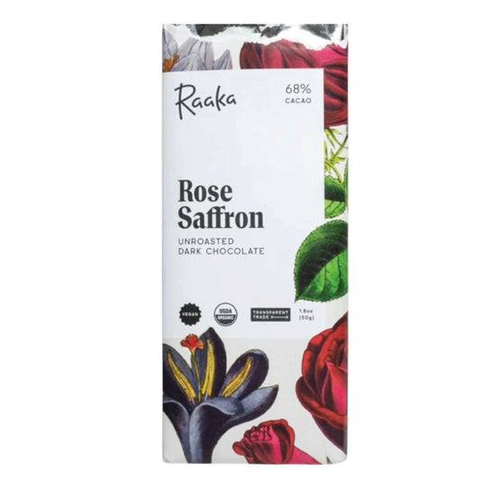 Raaka Rose Saffron 68% Unroasted Dark Chocolate