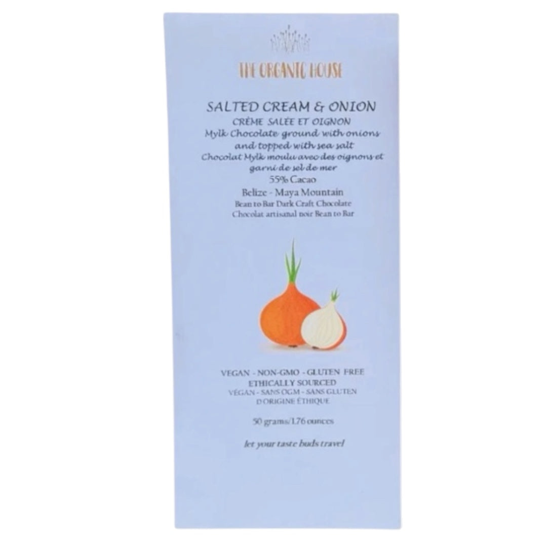 Organic House Salted Cream & Onion 55% Dark Chocolate