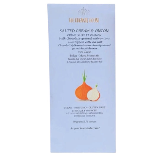 Organic House Salted Cream & Onion 55% Dark Chocolate