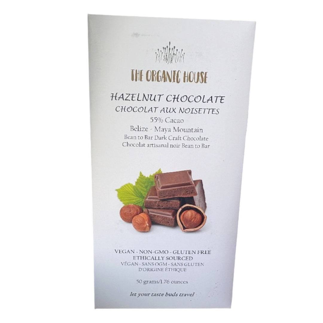 Organic House Hazelnut 55% Dark Chocolate