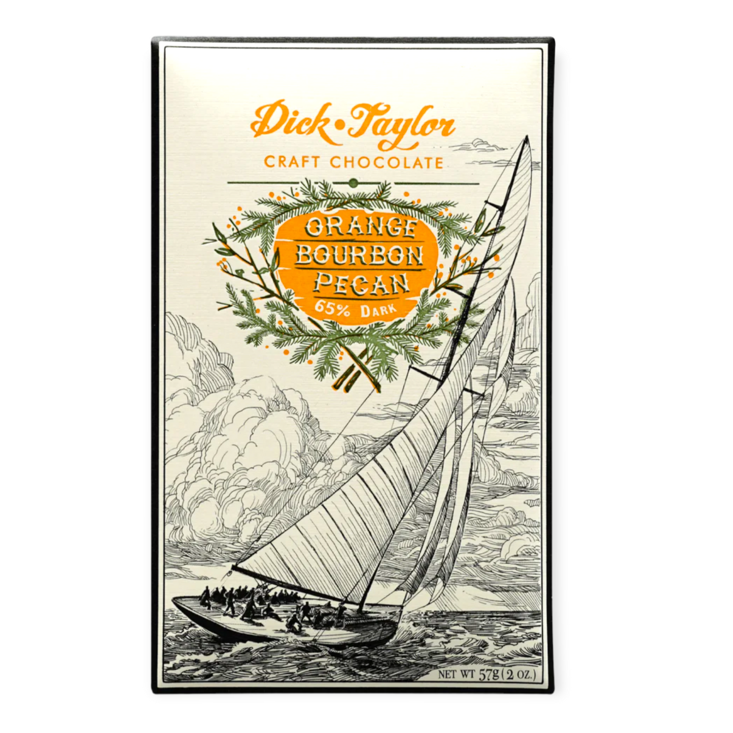 Dick Taylor HOLIDAY orange bourbon pecan 65% dark bar
